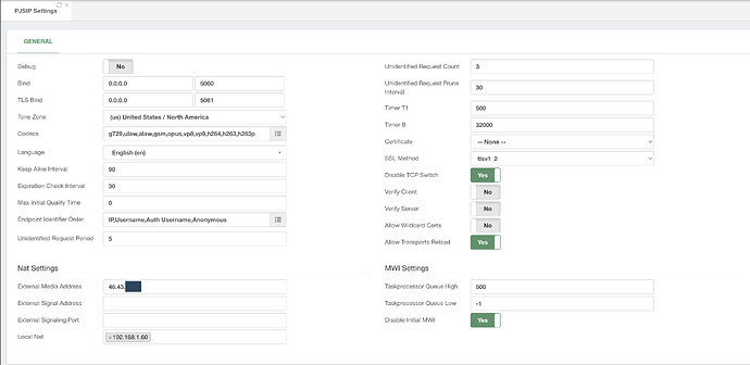 PJSIP Settings