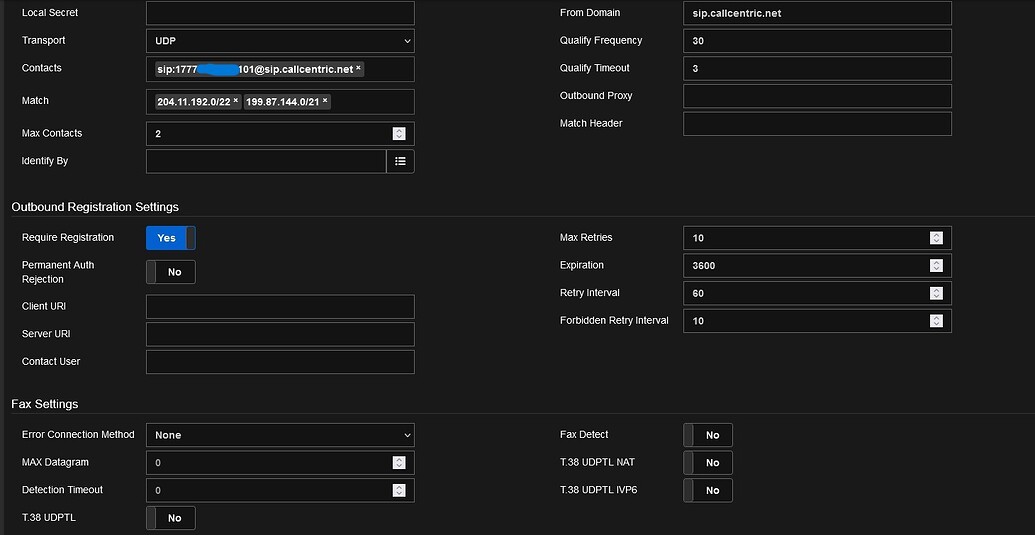 Callcentric Trunk Setting up callcentric extension as an inbound trunk - VitalPBX ...