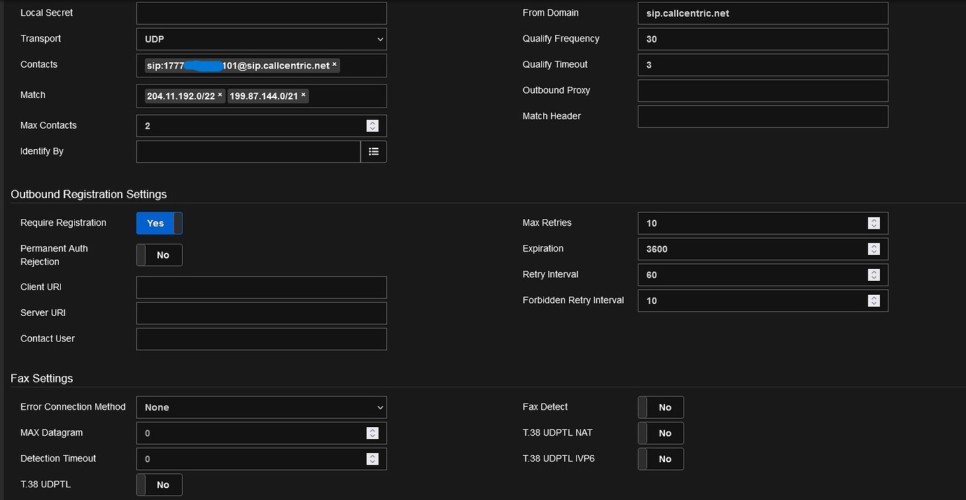 Callcentric Trunk Setting up callcentric extension as an inbound trunk - VitalPBX ...
